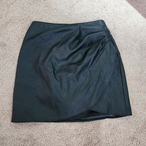 NWOT - Black Vegan Leather High Waisted Wrap Skirt